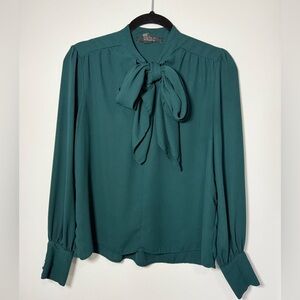 Forever 21 Teal Blouse with Bow Accent